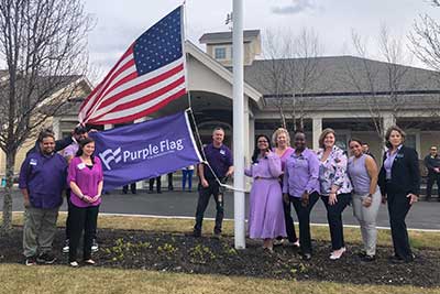 The Andover community raising the purple flag.
